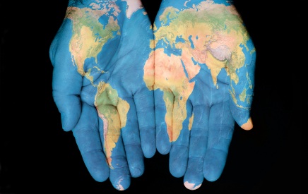 The world held in a pair of hands.