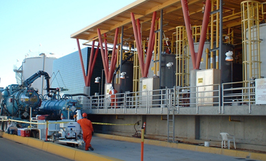 United Pumping Service industrial vacuum truck onsite.